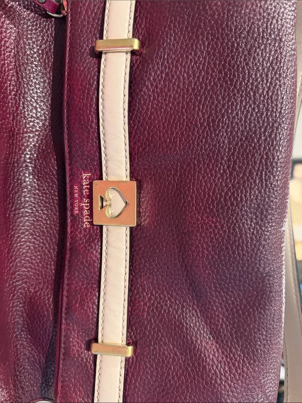 kate spade Plum and Cream Leather Top-Handle Satchel